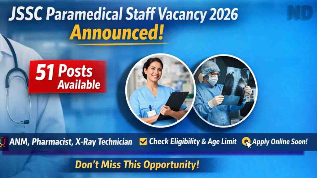 JSSC Paramedical Staff Vacancy 2026 Apply Online
